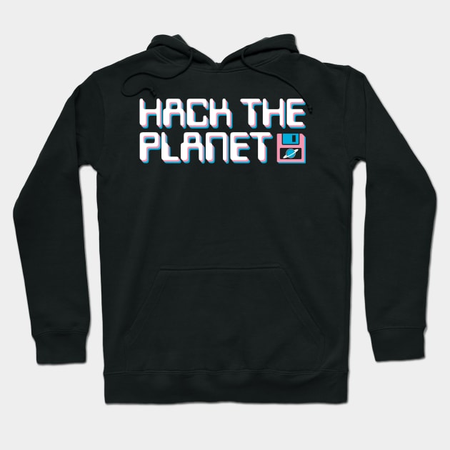 Hack The Planet - White, Pink and Blue Hoodie by UndrDesertMoons